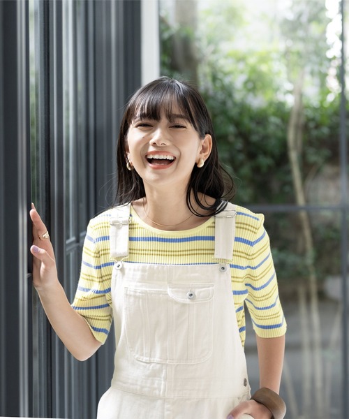 titivate（ティティベイト）の「フレアボリュームサロペットスカート（ジャンパースカート・レディース・カーキ/アイボリー/オフホワイト・S/M）」の4枚目の写真