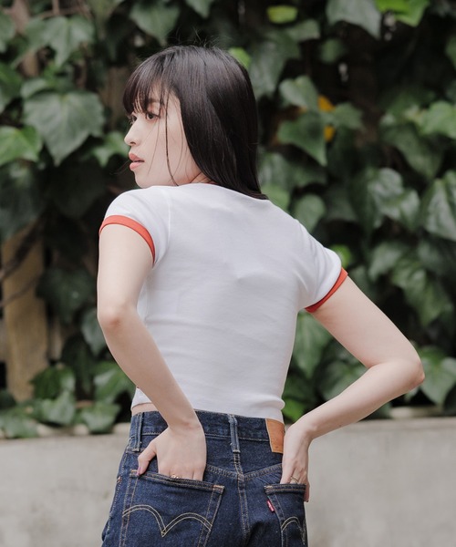 Levi's（リーバイス）の「Levi's/リーバイス グラフィックリンガーミニTシャツ SLOW DOWN BRIGHT WHITE（Tシャツ/カットソー・レディース・マルチ・M/S/XS）」の5枚目の写真
