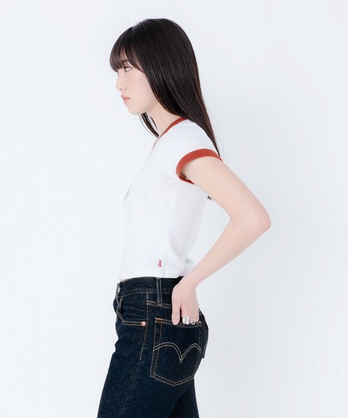 Levi's（リーバイス）の「Levi's/リーバイス グラフィックリンガーミニTシャツ SLOW DOWN BRIGHT WHITE（Tシャツ/カットソー・レディース・マルチ・M/S/XS）」の7枚目の写真