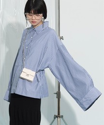 THE YOn | スーパーワイドスリーブストライプボクシーシャツ(シャツ/ブラウス)