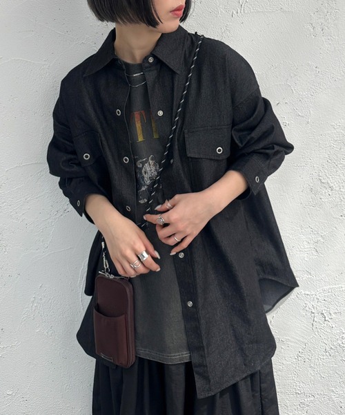 apres jour mignon(アプレジュールミニョン)の「デニムBIGシャツ【ZOZOTOWN限定アイテム】(シャツ/ブラウス・レディース・ブラック/インディゴブルー・フリー/X-LARGE)」の20枚目の写真