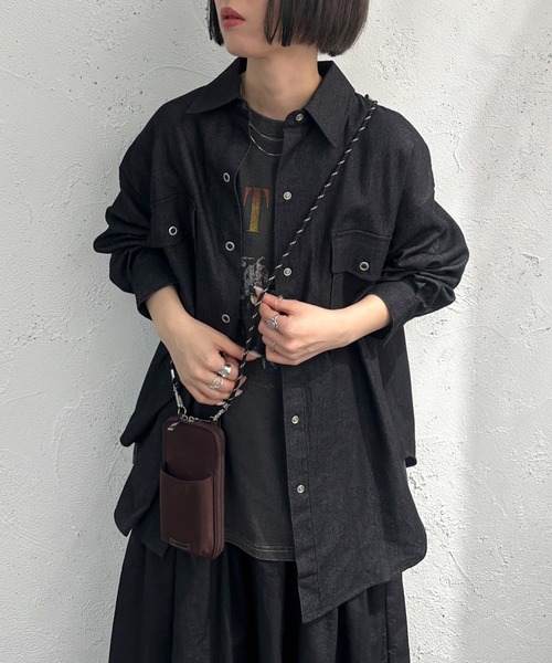 apres jour mignon(アプレジュールミニョン)の「デニムBIGシャツ【ZOZOTOWN限定アイテム】(シャツ/ブラウス・レディース・ブラック/インディゴブルー・フリー/X-LARGE)」の21枚目の写真