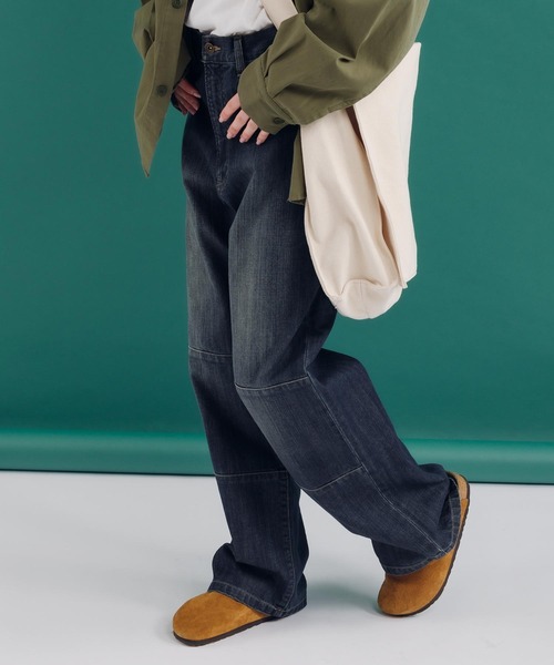 MUHET（ミュエータ）の「ダブルニーデニムパンツ（デニムパンツ・レディース・ダークインディゴブルー/オフホワイト・X-LARGE/SMALL/MEDIUM）」の10枚目の写真