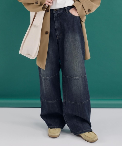 MUHET（ミュエータ）の「ダブルニーデニムパンツ（デニムパンツ・レディース・ダークインディゴブルー/オフホワイト・X-LARGE/SMALL/MEDIUM）」の15枚目の写真