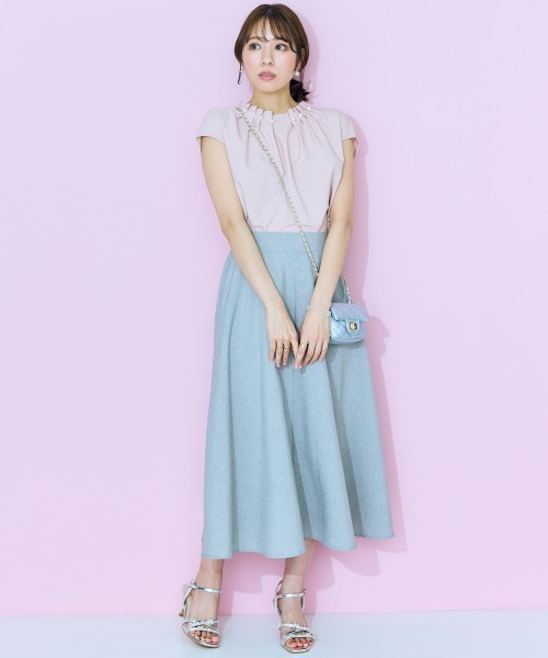 marun(マルン)の「<大きいサイズ> ミディ丈麻調フレアスカート marun(スカート・レディース・アイボリー/モカ/ブラック/ライトグレー/チャコール・4L/LL/3L/L/5L)」の9枚目の写真