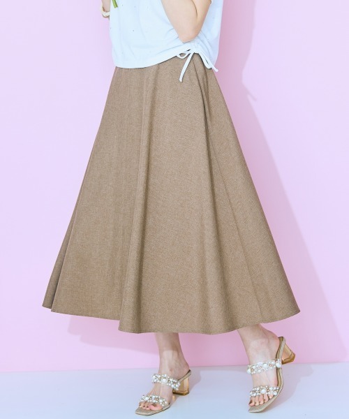 marun(マルン)の「<大きいサイズ> ミディ丈麻調フレアスカート marun(スカート・レディース・アイボリー/モカ/ブラック/ライトグレー/チャコール・4L/LL/3L/L/5L)」の14枚目の写真