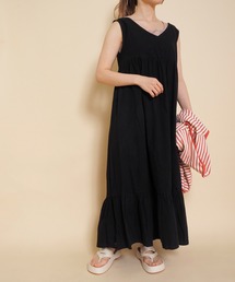 バックリボンティアードワンピース