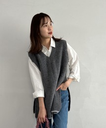 サイドスリットステッチニットベスト