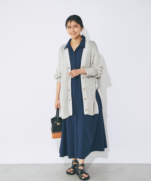 RIVE DROITE（リヴドロワ）の「スキッパーネックギャザーワンピース（ワンピース・レディース・ベージュ/ネイビー・FREE）」の19枚目の写真