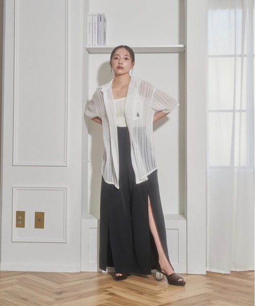 ANDGEEBEE(アンジービー)の「UNISEX レースポケットシャツ(シャツ/ブラウス・レディース・ブラック/ホワイト・X-LARGE)」の13枚目の写真