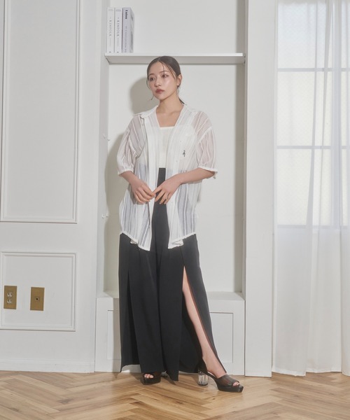 ANDGEEBEE(アンジービー)の「UNISEX レースポケットシャツ(シャツ/ブラウス・レディース・ブラック/ホワイト・X-LARGE)」の17枚目の写真