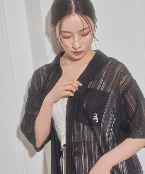 ANDGEEBEE(アンジービー)の「UNISEX レースポケットシャツ(シャツ/ブラウス・レディース・ブラック/ホワイト・X-LARGE)」の12枚目の写真
