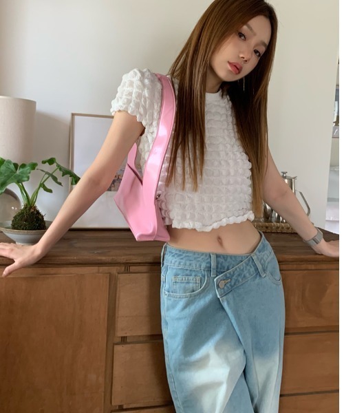ｔｏｌｅｎｅ（トレネ）の「ぽこぽこポップコーンクロップド半袖T（Tシャツ/カットソー・レディース・ブラック/ホワイト・FREE）」の4枚目の写真