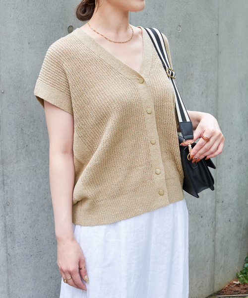 セール】リネンコットンベスト（ベスト）｜B.C STOCK（ベーセー