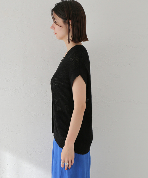 【新品】B.C STOCK リネンコットンベスト　ブラック B.C STOCK｜《追加4》手洗い可 / リネンコットンベスト