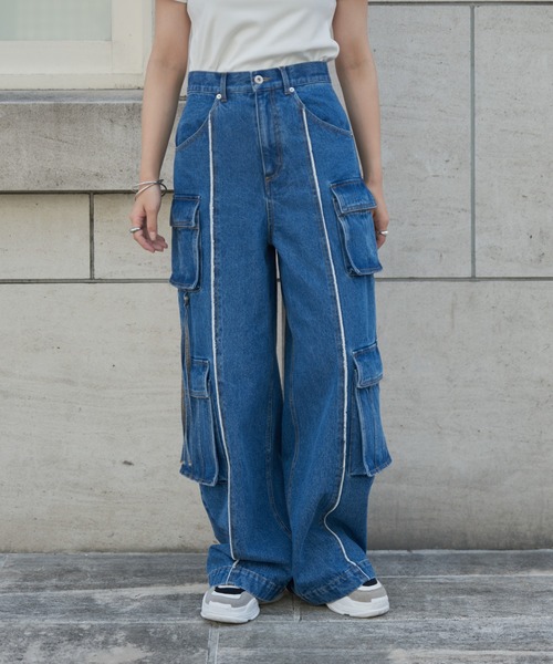 COLONY 2139（コロニートゥーワンスリーナイン）の「デニムデザインカーゴパンツ（デニムパンツ・レディース・ブラック/ネイビー/ブルー・MEDIUM/SMALL/TL/TM）」の18枚目の写真