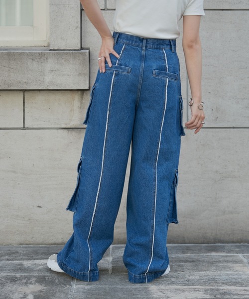 COLONY 2139（コロニートゥーワンスリーナイン）の「デニムデザインカーゴパンツ（デニムパンツ・レディース・ブラック/ネイビー/ブルー・MEDIUM/SMALL/TL/TM）」の16枚目の写真