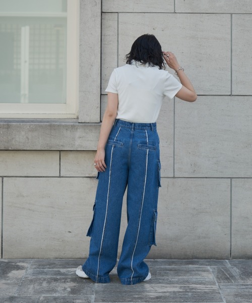 COLONY 2139（コロニートゥーワンスリーナイン）の「デニムデザインカーゴパンツ（デニムパンツ・レディース・ブラック/ネイビー/ブルー・MEDIUM/SMALL/TL/TM）」の22枚目の写真