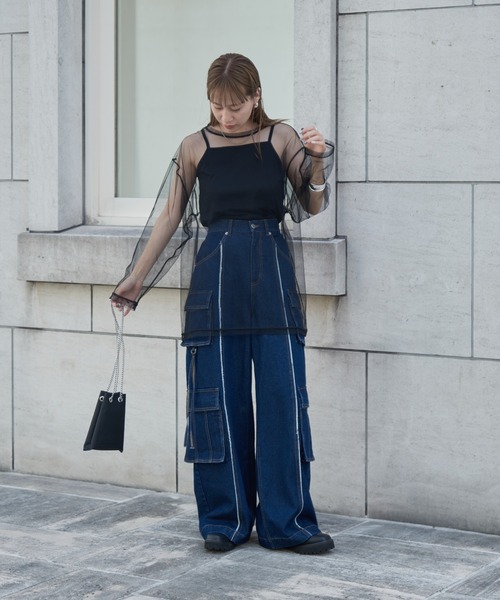 COLONY 2139（コロニートゥーワンスリーナイン）の「デニムデザインカーゴパンツ（デニムパンツ・レディース・ブラック/ネイビー/ブルー・MEDIUM/SMALL/TL/TM）」の9枚目の写真