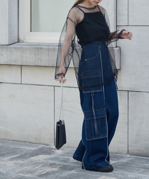 COLONY 2139（コロニートゥーワンスリーナイン）の「デニムデザインカーゴパンツ（デニムパンツ・レディース・ブラック/ネイビー/ブルー・MEDIUM/SMALL/TL/TM）」の10枚目の写真