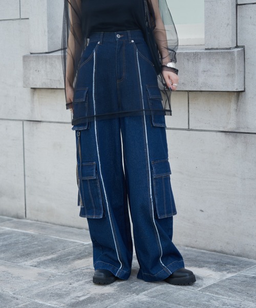 COLONY 2139（コロニートゥーワンスリーナイン）の「デニムデザインカーゴパンツ（デニムパンツ・レディース・ブラック/ネイビー/ブルー・MEDIUM/SMALL/TL/TM）」の6枚目の写真