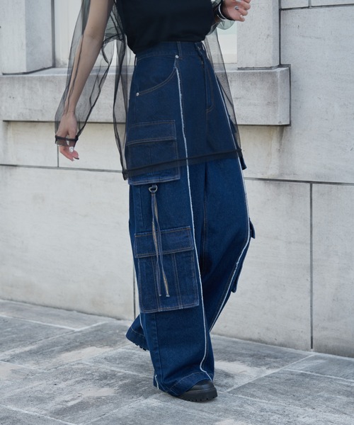 COLONY 2139（コロニートゥーワンスリーナイン）の「デニムデザインカーゴパンツ（デニムパンツ・レディース・ブラック/ネイビー/ブルー・MEDIUM/SMALL/TL/TM）」の4枚目の写真