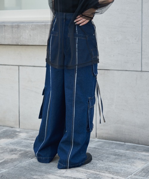 COLONY 2139（コロニートゥーワンスリーナイン）の「デニムデザインカーゴパンツ（デニムパンツ・レディース・ブラック/ネイビー/ブルー・MEDIUM/SMALL/TL/TM）」の7枚目の写真