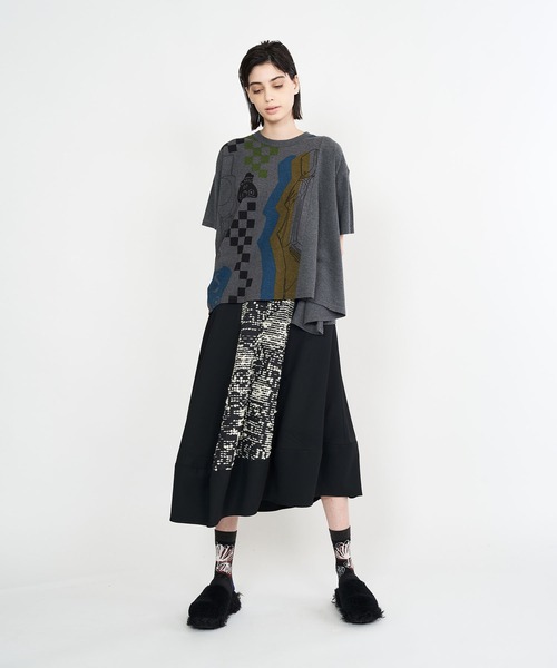 gomme(ゴム)の「土偶JQ バルーンスカート(スカート・レディース・ブラック×ホワイト・MEDIUM)」の3枚目の写真