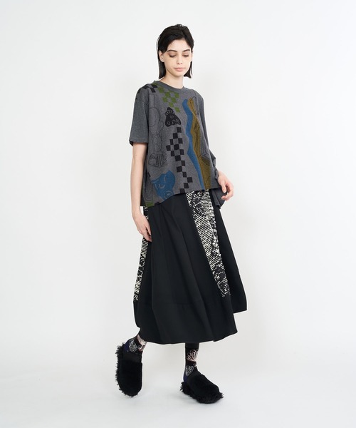 gomme(ゴム)の「土偶JQ バルーンスカート(スカート・レディース・ブラック×ホワイト・MEDIUM)」の2枚目の写真