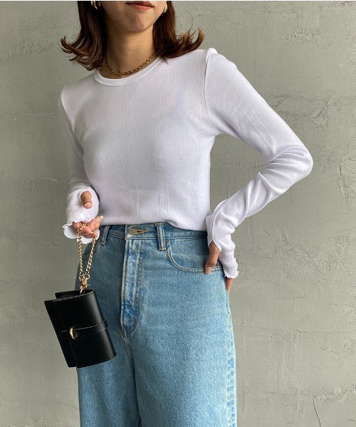 MILLER（ミラー）の「[MILLER/ミラー] 別注 クルーネックリブTシャツ（Tシャツ/カットソー・レディース・アイボリー/ブラック/ブラウン/ホワイト/イエロー/ネイビー・F）」の2枚目の写真