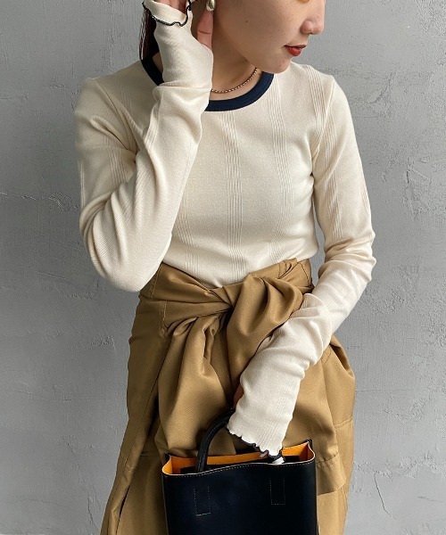 MILLER（ミラー）の「[MILLER/ミラー] 別注 クルーネックリブTシャツ（Tシャツ/カットソー・レディース・アイボリー/ブラック/ブラウン/ホワイト/イエロー/ネイビー・F）」の3枚目の写真