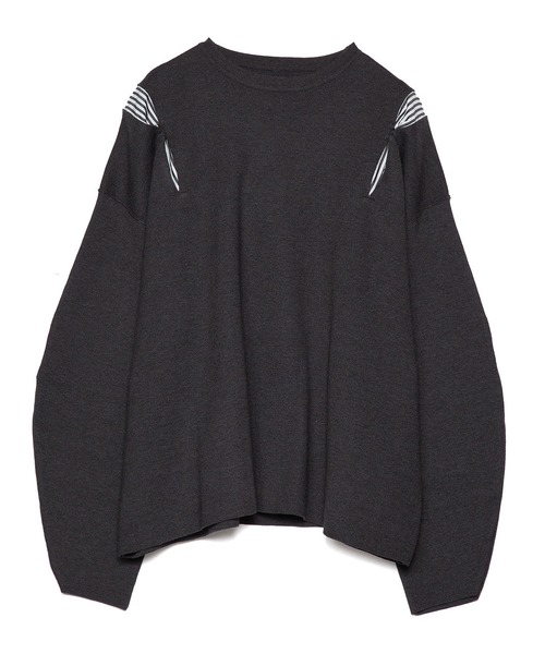 yoshiokubo(ヨシオクボ)の「yoshiokubo ヨシオクボ / STRIPE JOINT KNIT ストライプ ジョイントビッグシルエットニット / YKF23806(ニット/セーター・メンズ・ブラック/グレー・FREE)」の3枚目の写真