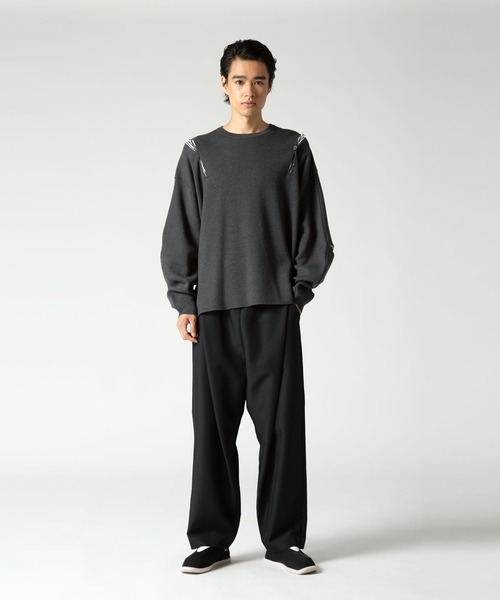 yoshiokubo(ヨシオクボ)の「yoshiokubo ヨシオクボ / STRIPE JOINT KNIT ストライプ ジョイントビッグシルエットニット / YKF23806(ニット/セーター・メンズ・ブラック/グレー・FREE)」の6枚目の写真
