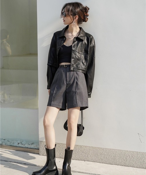 Chick(チック)の「▲SHORT FAKE LEATHER JACKET / ショート丈フェイクレザージャケット(ブルゾン・レディース・ブラック・S/M)」の10枚目の写真