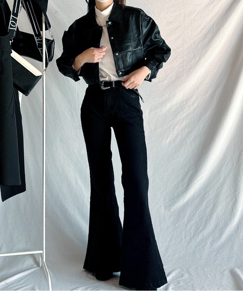 Chick(チック)の「▲SHORT FAKE LEATHER JACKET / ショート丈フェイクレザージャケット(ブルゾン・レディース・ブラック・S/M)」の15枚目の写真
