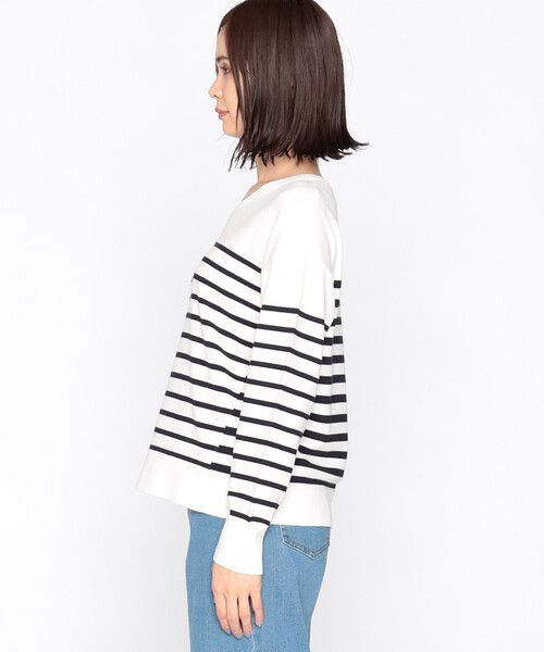 COMME CA ISM（コムサイズム）の「パネルボーダーニット（ニット/セーター・レディース・ホワイト×ネイビー/ネイビー×ホワイト・MEDIUM/LARGE）」の13枚目の写真
