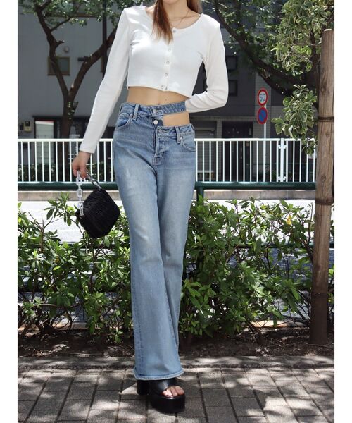 EVRIS（エヴリス）の「フロントボタンロングスリーブトップス（Tシャツ/カットソー・レディース・パープル/グレー/ホワイト/ブラック・FREE）」の21枚目の写真