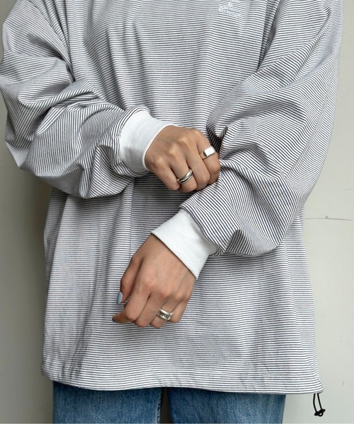 CPCM(シーピーシーエム)の「バルーンボーダーロンT(Tシャツ/カットソー・メンズ・ホワイト/ブラック・FREE)」の10枚目の写真