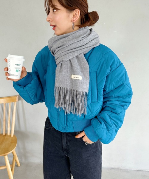 un+frame(アンフレーム)の「simple stall muffler/シンプル無地大判ストールマフラー(マフラー・レディース・ベージュ/アイボリー/ブラック/グレイッシュベージュ/ブルー/ライトグレー/レッド・FREE)」の14枚目の写真