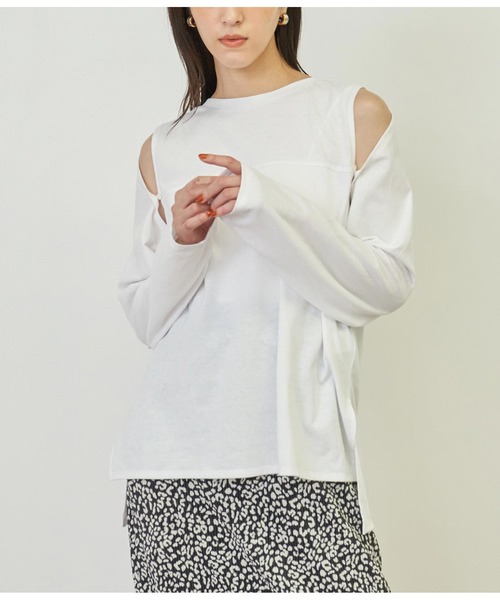 ANAP(アナップ)の「2WAYレイヤードボレロロングTシャツ(Tシャツ/カットソー・レディース・ピンク/ホワイト/ブラック/ホワイト×ブラック・FREE)」の2枚目の写真