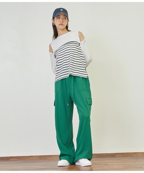 ANAP(アナップ)の「2WAYレイヤードボレロロングTシャツ(Tシャツ/カットソー・レディース・ピンク/ホワイト/ブラック/ホワイト×ブラック・FREE)」の11枚目の写真