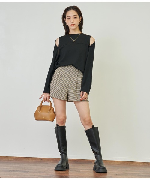 ANAP(アナップ)の「2WAYレイヤードボレロロングTシャツ(Tシャツ/カットソー・レディース・ピンク/ホワイト/ブラック/ホワイト×ブラック・FREE)」の22枚目の写真