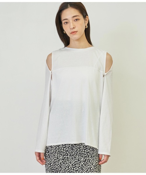ANAP(アナップ)の「2WAYレイヤードボレロロングTシャツ(Tシャツ/カットソー・レディース・ピンク/ホワイト/ブラック/ホワイト×ブラック・FREE)」の12枚目の写真