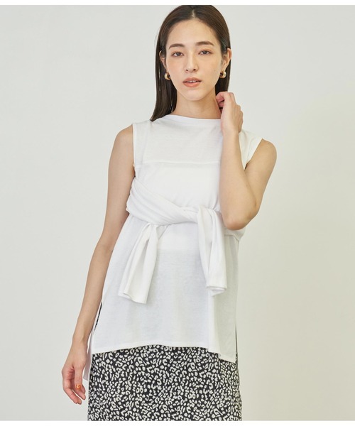ANAP(アナップ)の「2WAYレイヤードボレロロングTシャツ(Tシャツ/カットソー・レディース・ピンク/ホワイト/ブラック/ホワイト×ブラック・FREE)」の13枚目の写真