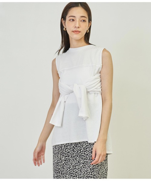 ANAP(アナップ)の「2WAYレイヤードボレロロングTシャツ(Tシャツ/カットソー・レディース・ピンク/ホワイト/ブラック/ホワイト×ブラック・FREE)」の14枚目の写真