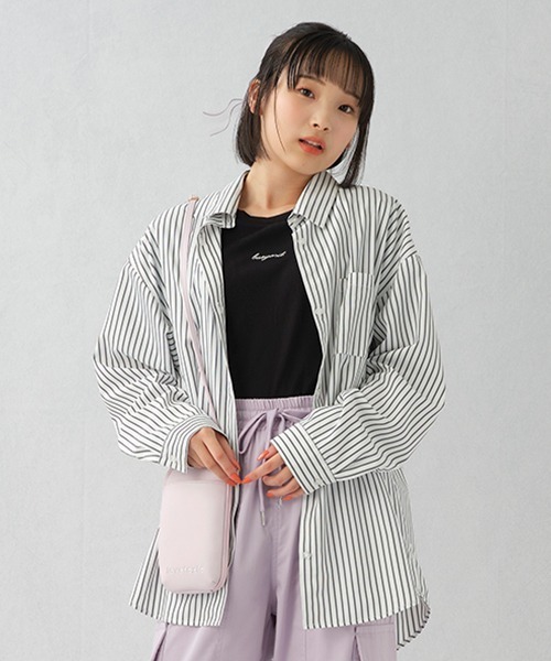 LOVETOXIC(ラブトキシック)の「ストライプシャツインナーSET(シャツ/ブラウス・キッズ・ピンク/ブラック/オフホワイト/ブルー・L/M/S)」の2枚目の写真