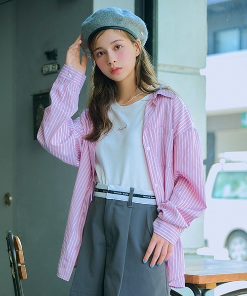 LOVETOXIC(ラブトキシック)の「ストライプシャツインナーSET(シャツ/ブラウス・キッズ・ピンク/ブラック/オフホワイト/ブルー・L/M/S)」の4枚目の写真