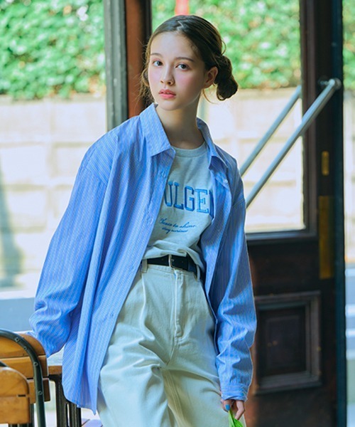 LOVETOXIC(ラブトキシック)の「ストライプシャツインナーSET(シャツ/ブラウス・キッズ・ピンク/ブラック/オフホワイト/ブルー・L/M/S)」の1枚目の写真