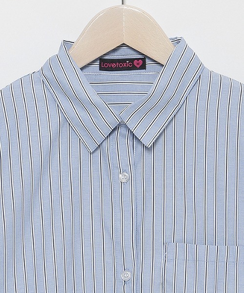 LOVETOXIC(ラブトキシック)の「ストライプシャツインナーSET(シャツ/ブラウス・キッズ・ピンク/ブラック/オフホワイト/ブルー・L/M/S)」の7枚目の写真