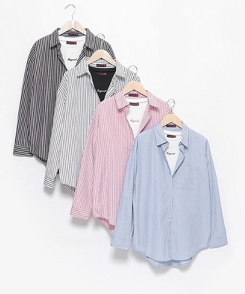 LOVETOXIC(ラブトキシック)の「ストライプシャツインナーSET(シャツ/ブラウス・キッズ・ピンク/ブラック/オフホワイト/ブルー・L/M/S)」の17枚目の写真